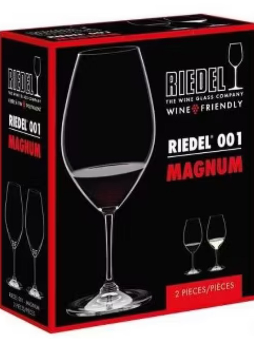 Riedel 001 Magnum Red Wine Glasses - Set of 2, Clear NWT
